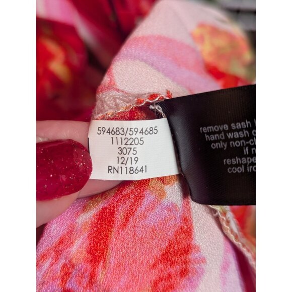 Gorgeous Lane Bryant Floral Pleated Dress Pink Red Size 24 3X Wedding Guest - Picture 9 of 9